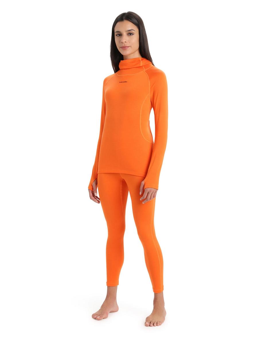 Icebreaker MerinoFine™ Long Sleeve Roll Neck Női Base Layers Narancssárga | HU 1894LISH